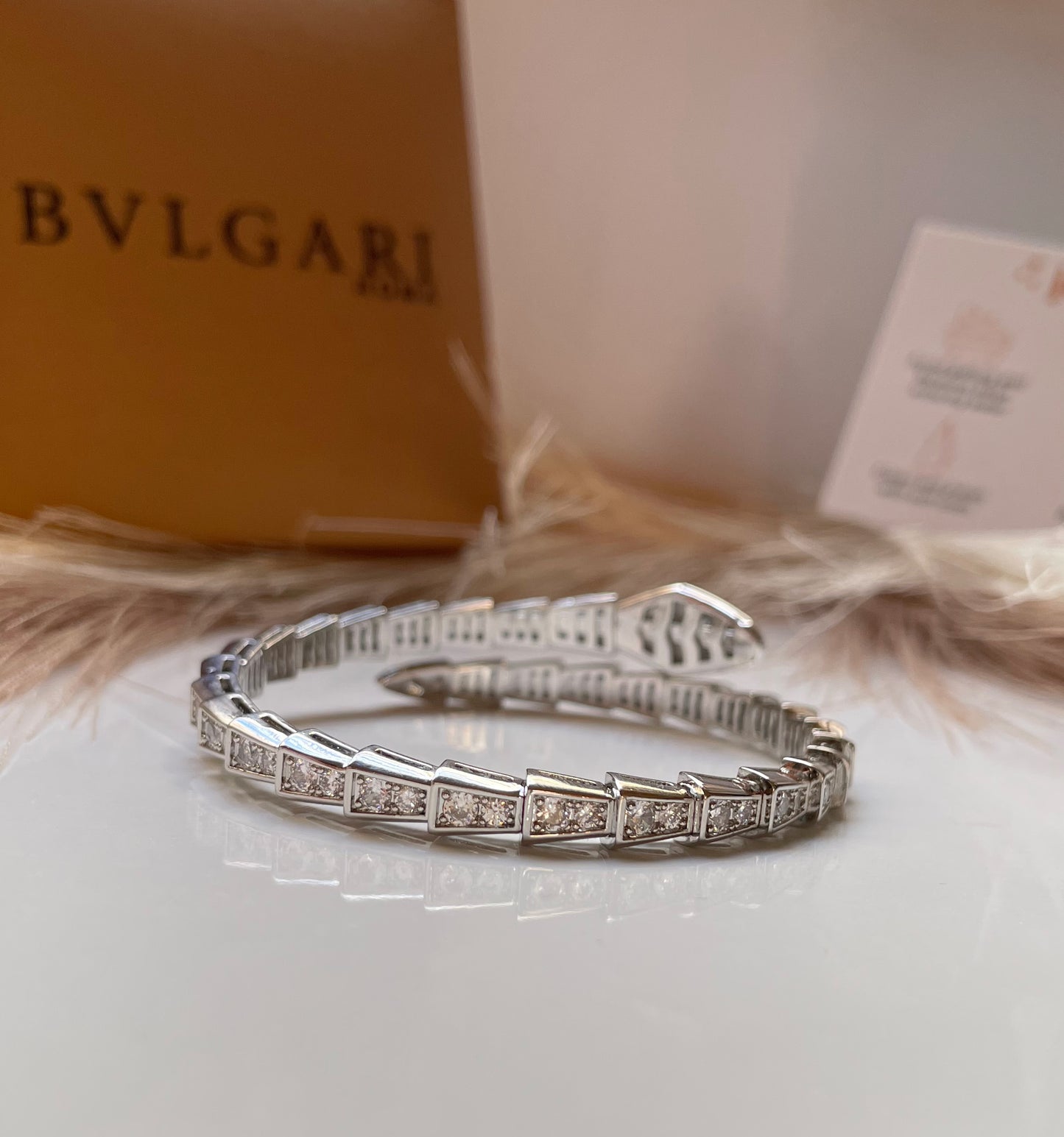 Bracelet Bvlgari serpenté argenté