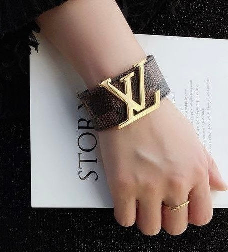 Bracelet Louis Vuitton cuir large LV