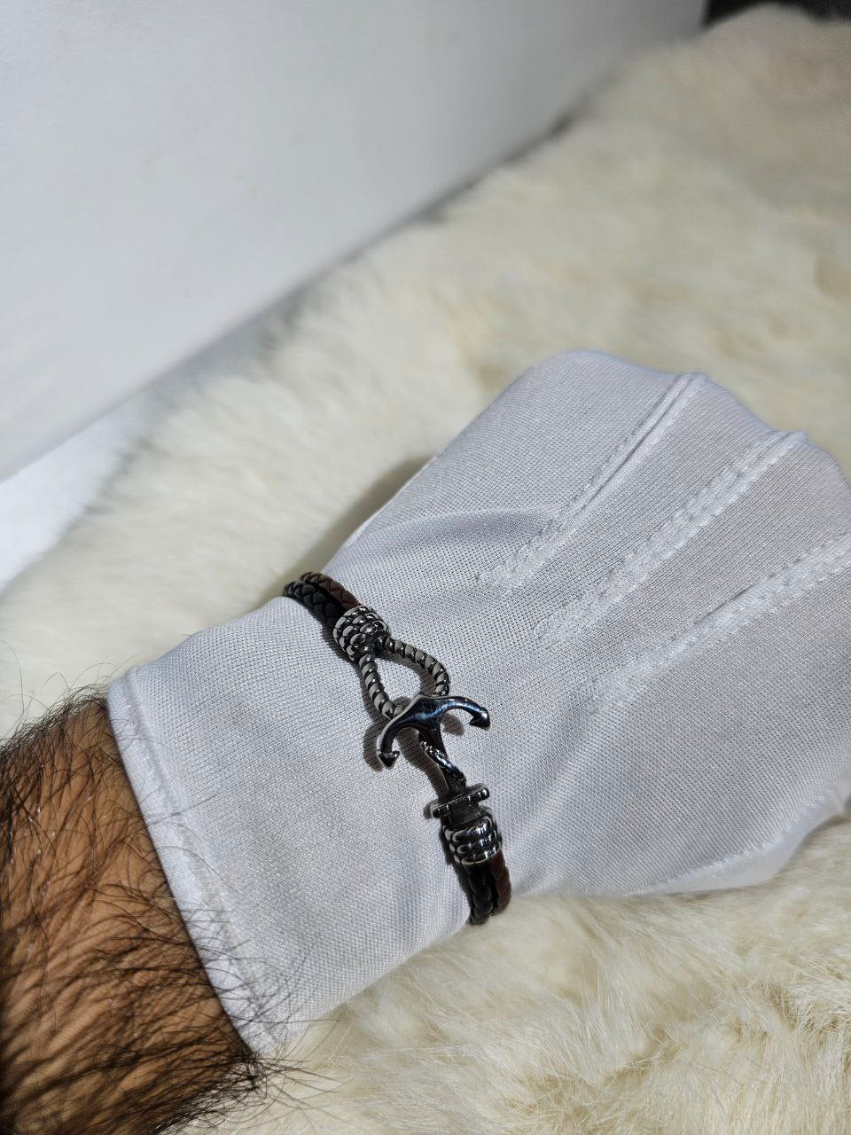 Bracelet Homme Cuir Ancre