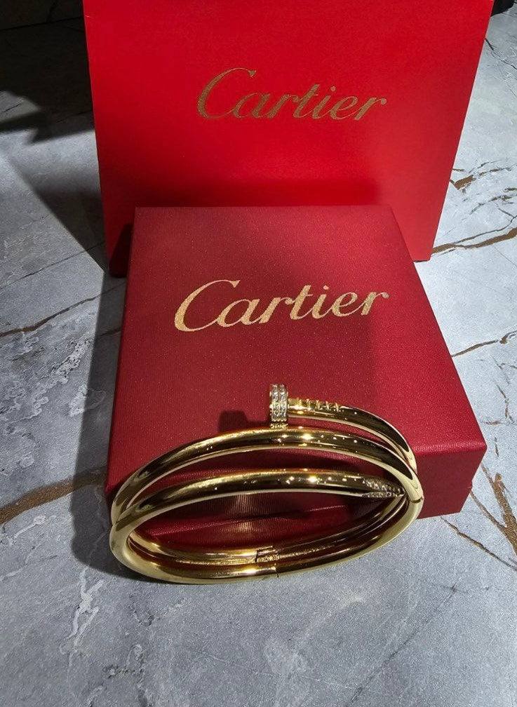 Bracelet Cartier Clou strass doucle tour doré
