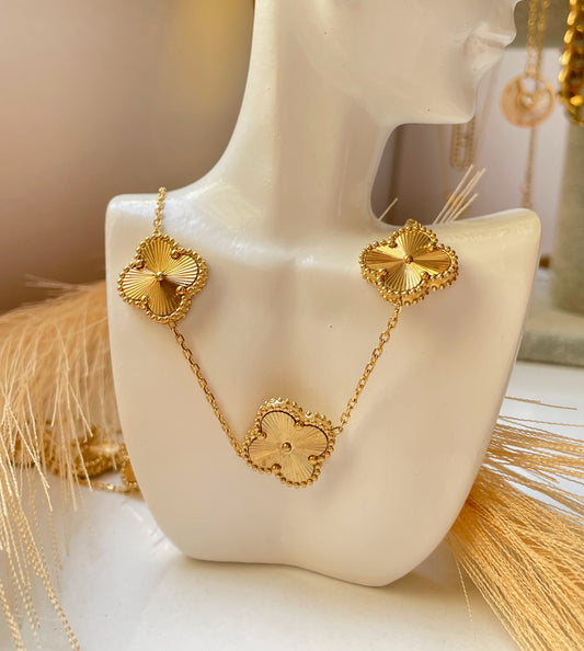 Collier Van Cleef & Arpels doré avec dix trèfles