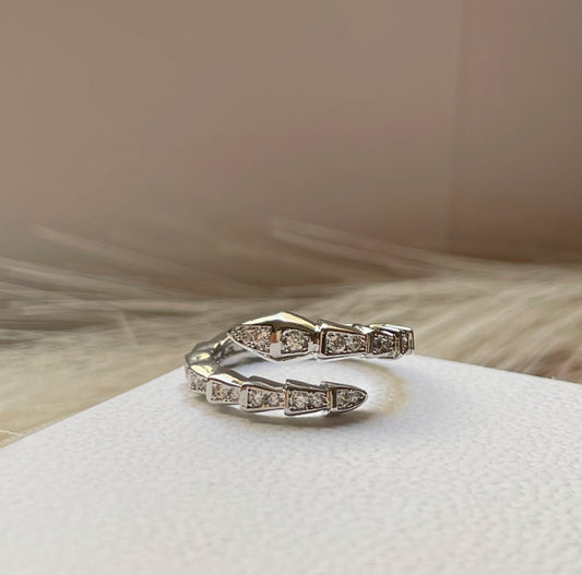 Bague Bvlgari full strass argenté