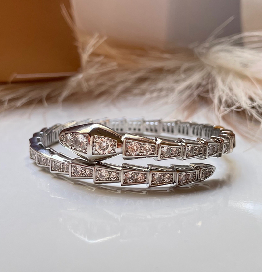 Bracelet Bvlgari serpenté argenté