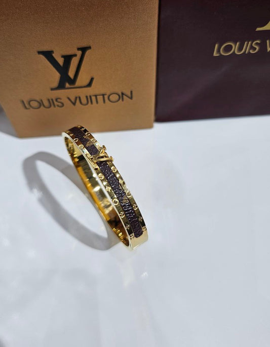 Bracelet Louis Vuitton cuir doré